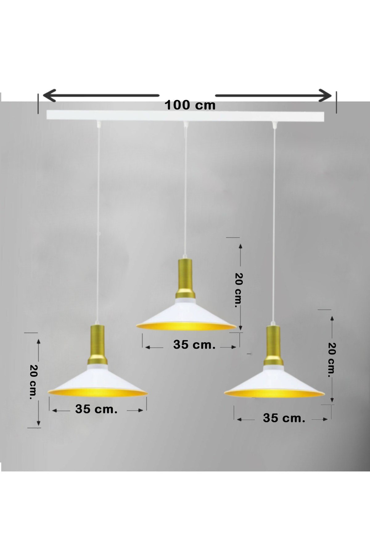 Bamyum Üçlü Ferah Beyaz Avize