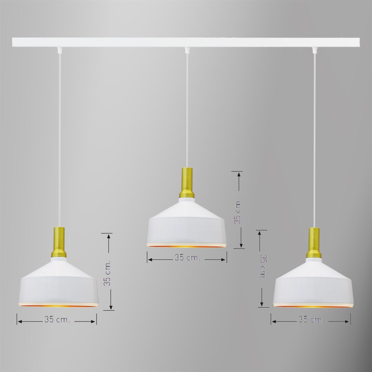 Bamyum Üçlü Geniş Beyaz Avize