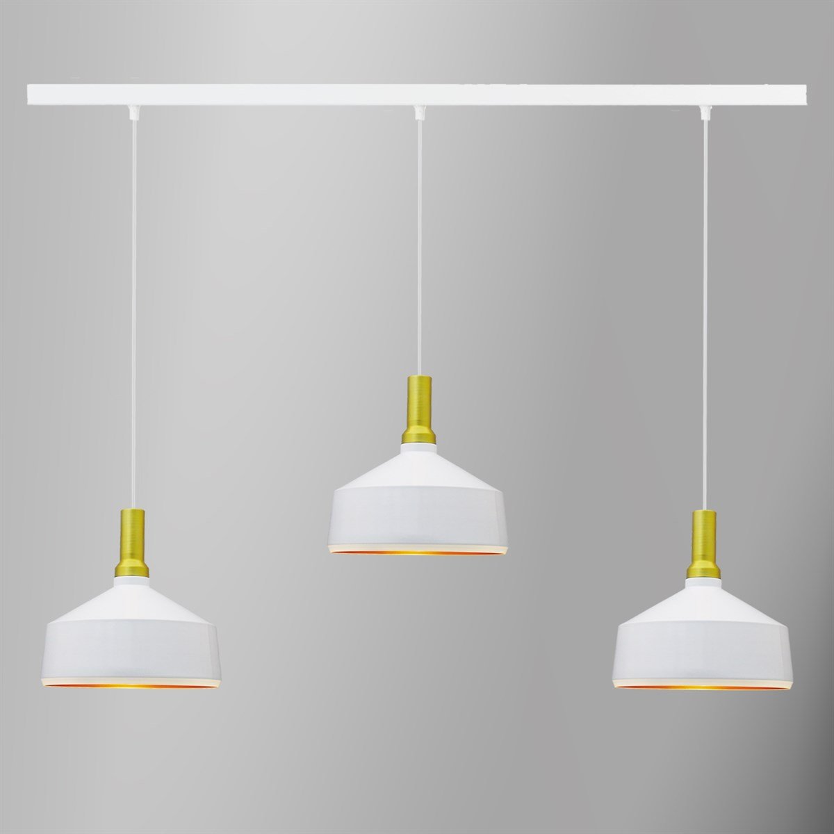 Bamyum Üçlü Geniş Beyaz Avize