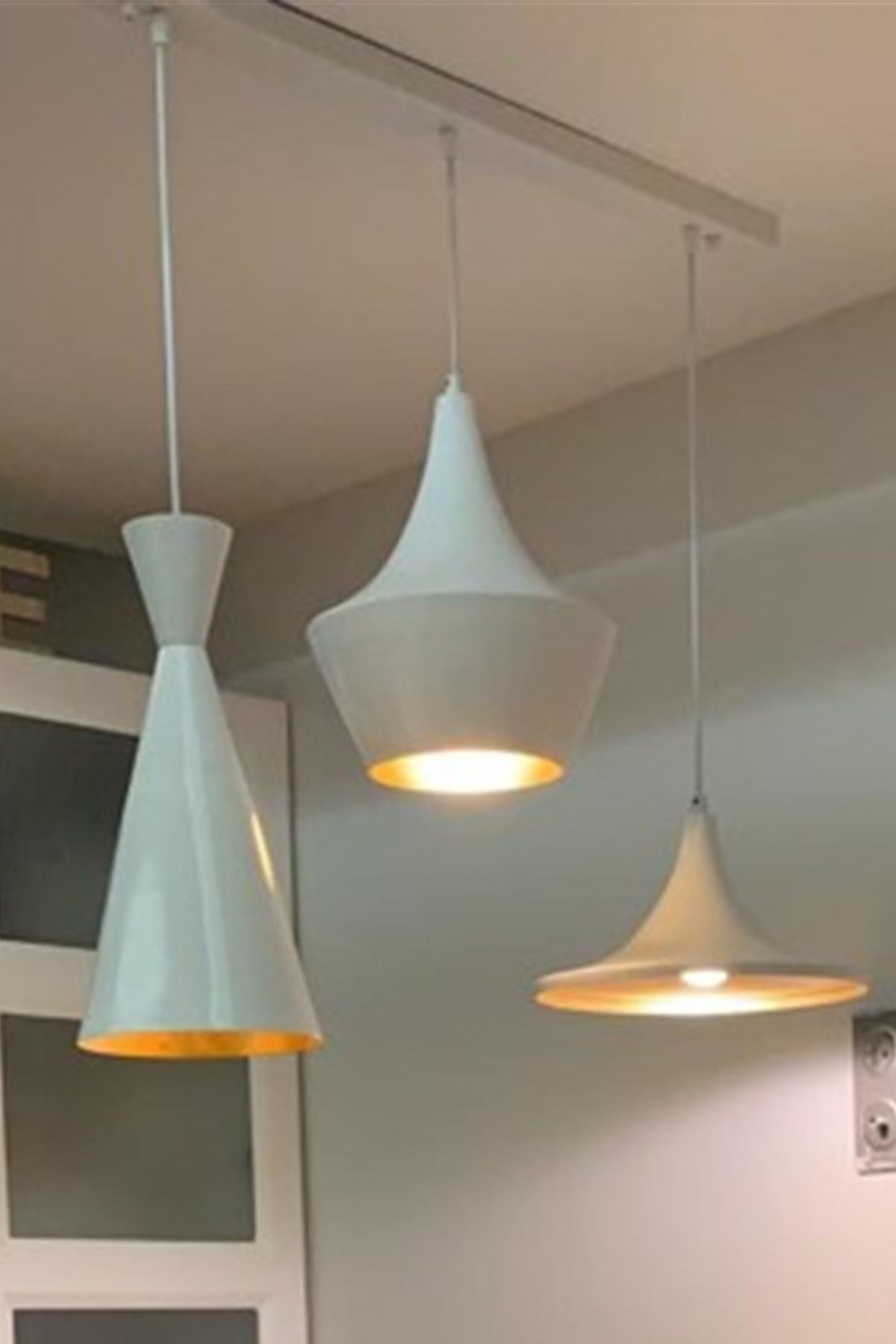 Bamyum Üçlü Magna Beyaz Avize Üçlü Sarkıt Muftak Yemek Masası Salon Masaüstü Avize Aydınlatma