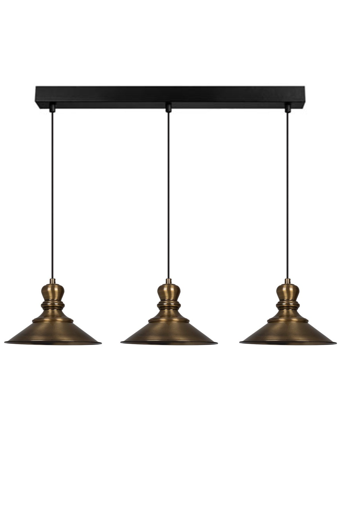 Bamyum Üçlü Nantes Eskitme Rengi Metal Sarkıt Avize  Lamba Rustik Vintage Iç Mekan Ofis Cafe