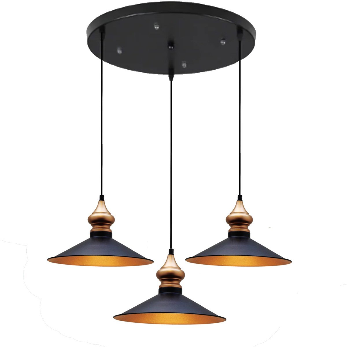 Bamyum Üçlü Salon Circle Siyah Avize