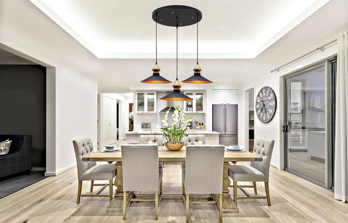 Bamyum Üçlü Salon Circle Siyah Avize