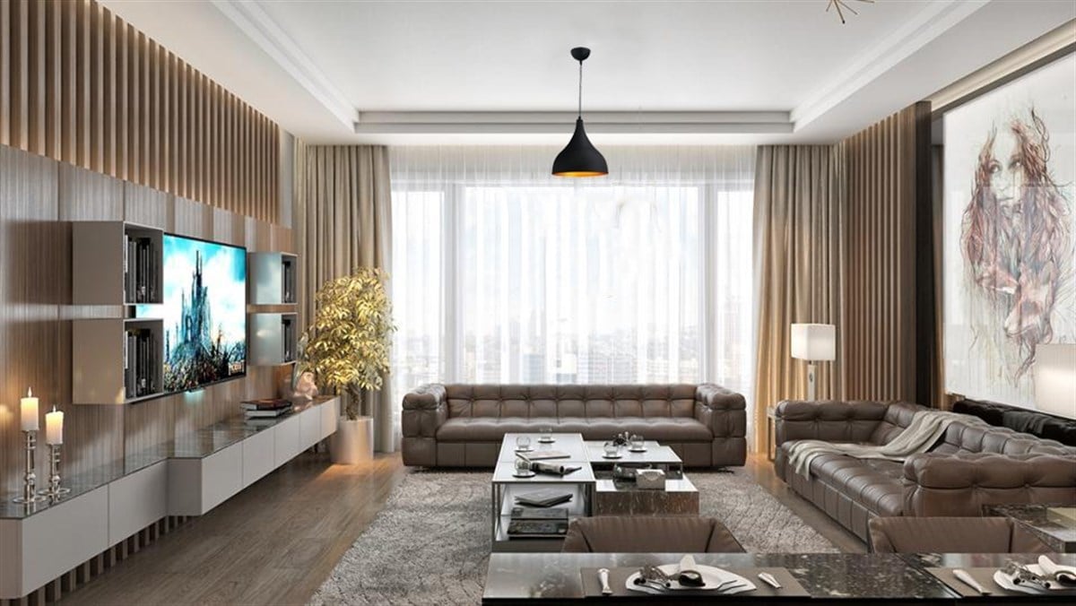 Bamyum Uzun Siyah Sarkıt Avize