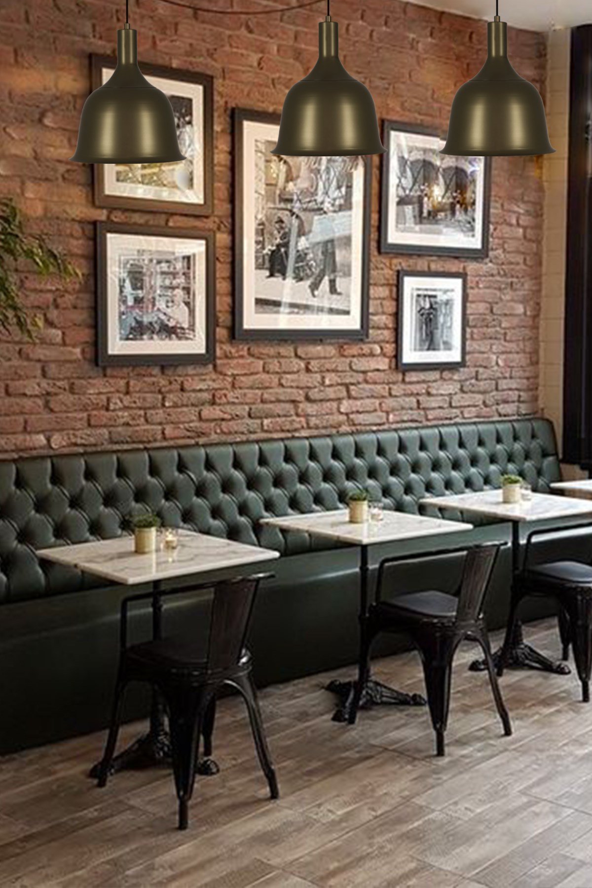 Bamyum Womes Haki Yeşili Metal Tekli Retro Sarkıt Avize Salon Cafe Pastane Restoran Otel Avizeleri