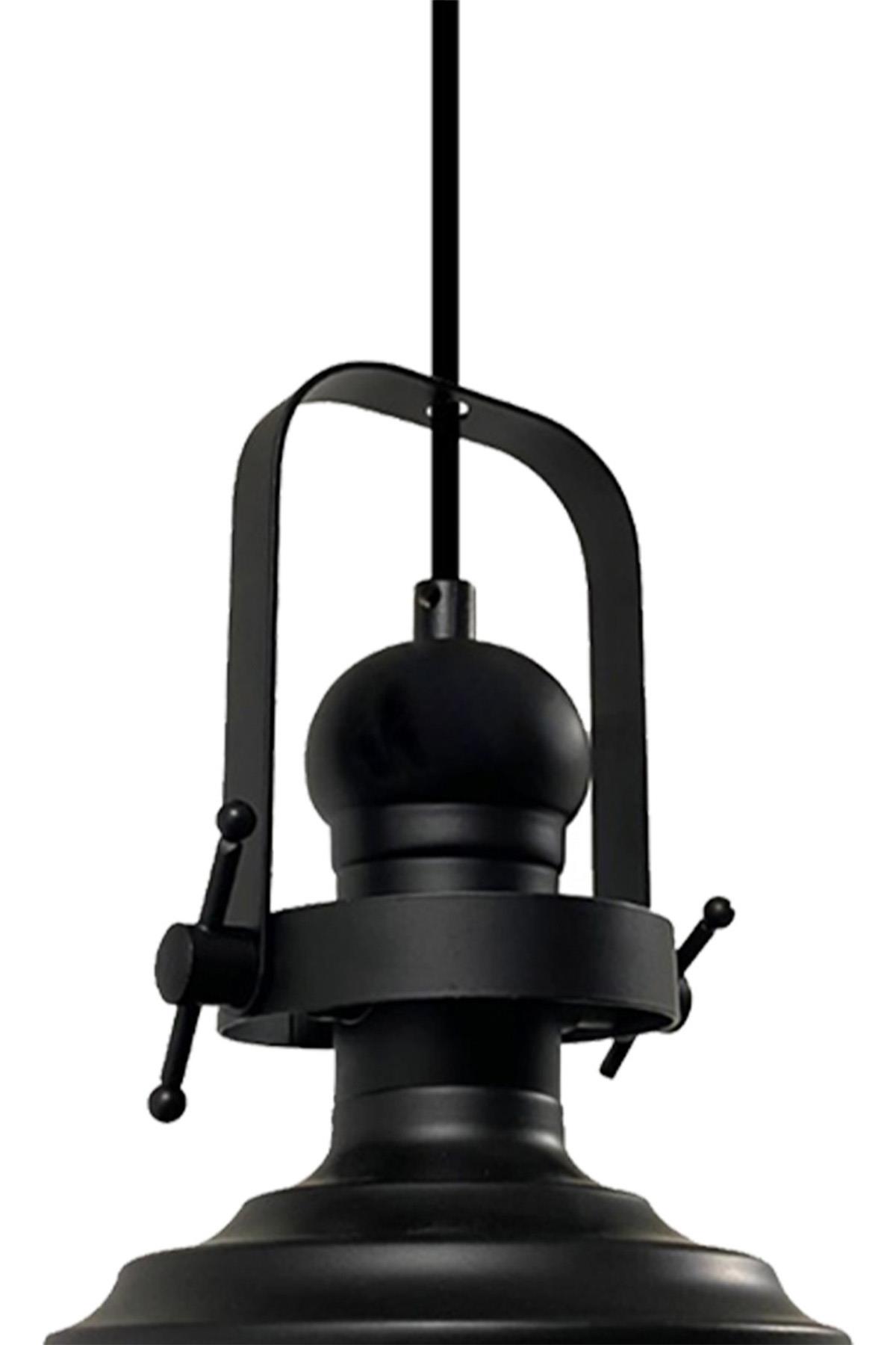 Beyaz Asaletli Tekli Avize Siyah Başlık Retro Sarkıt Lamba Restoran Cafe Salon Avizeleri