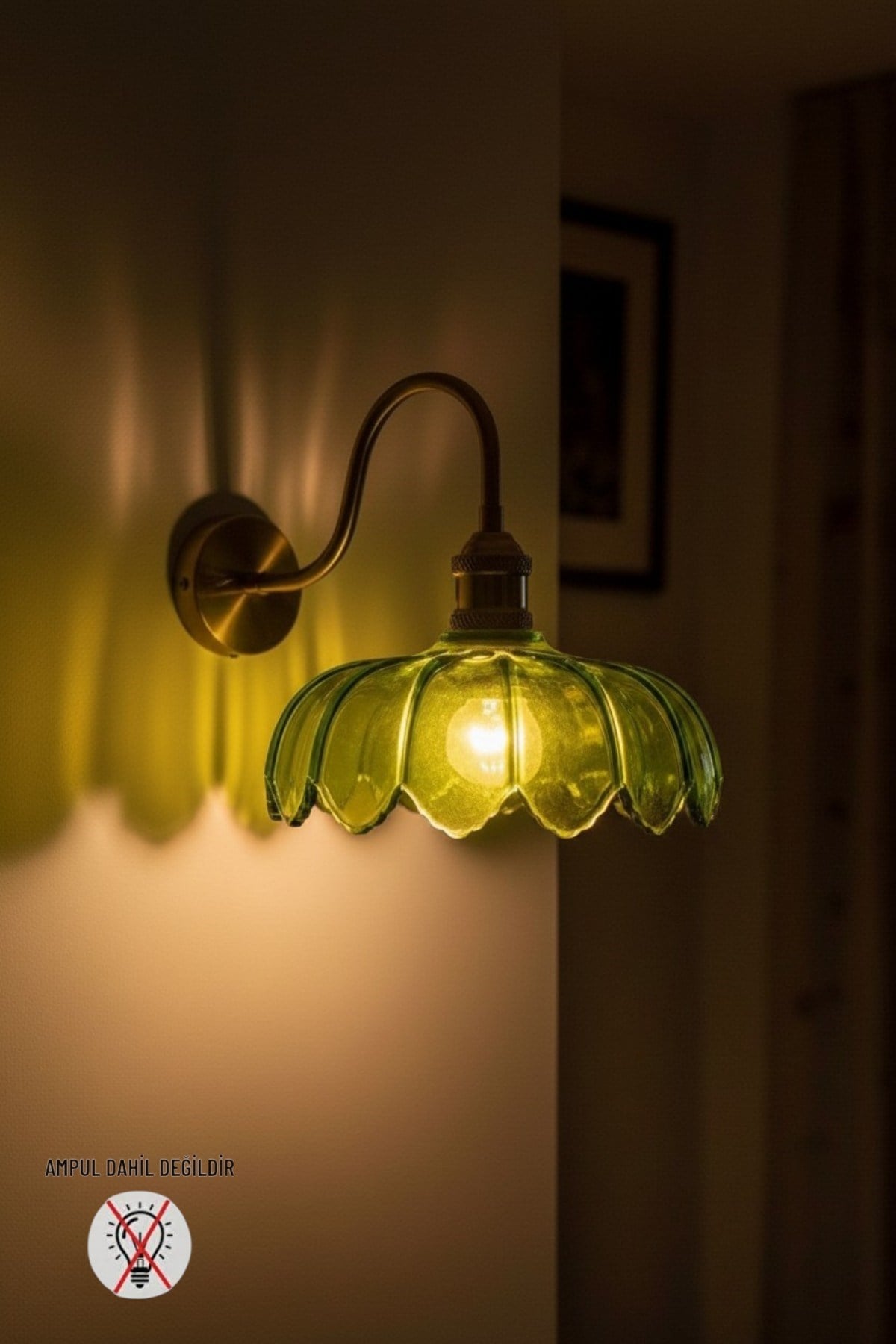 Bloom Yeşil Cam Aplik Duvar Lambası Modern Otel Cafe Vintage Salon Yatak Odası Merdiven Retro
