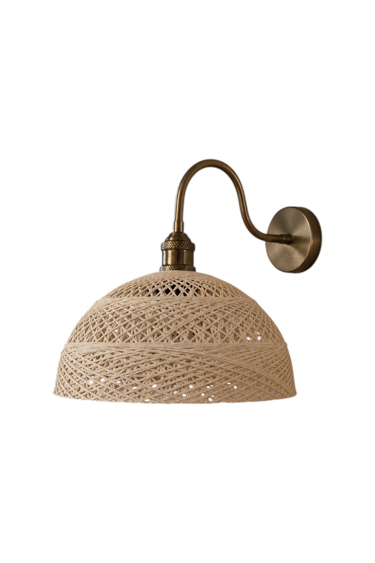 Bohem Krem Recycle İplik Jüt El Yapımı Metal Eskitme Gövde Aplik Duvar Lambası Modern Otel Cafe Vintage Salon Yatak Odası Merdiven Retro