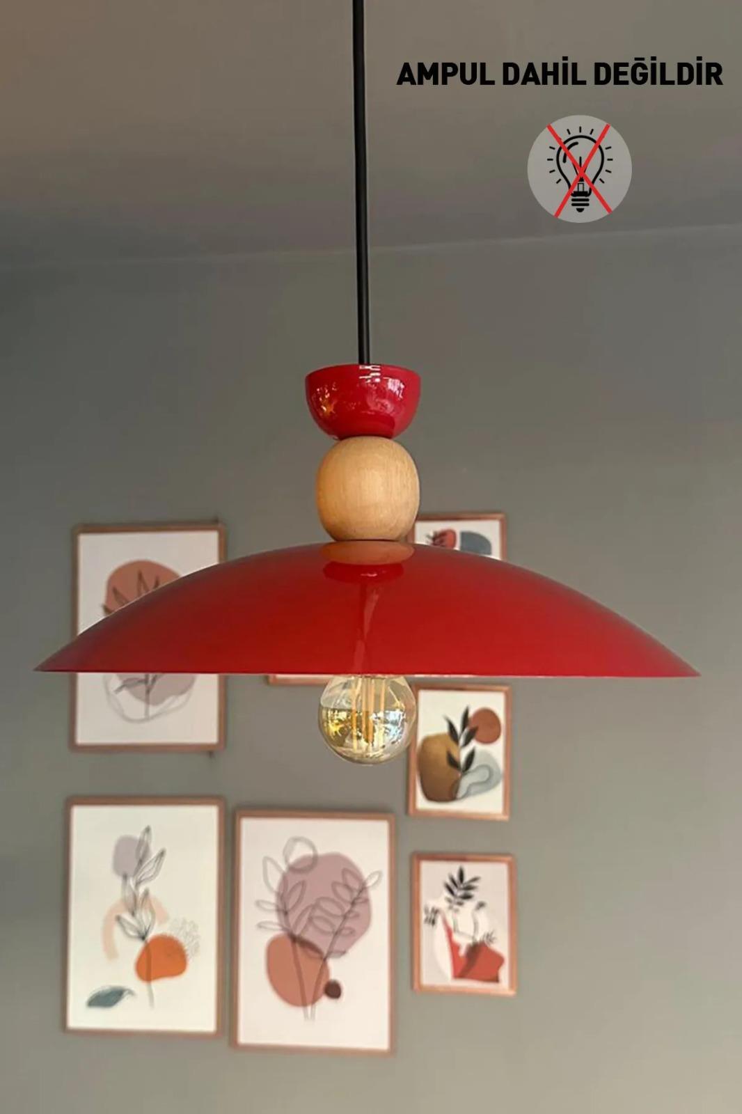 Bright Kırmızı Avize Tekli Sarkıt Salon Kuaför Cafe Dekoratif Aydınlatma Pastane