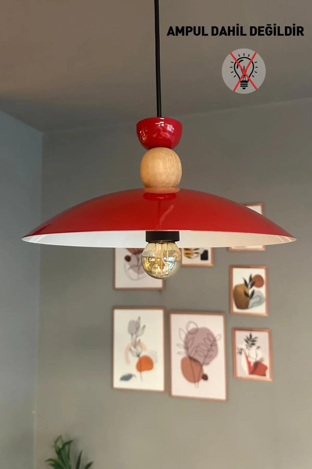 Bright Kırmızı Avize Tekli Sarkıt Salon Kuaför Cafe Dekoratif Aydınlatma Pastane