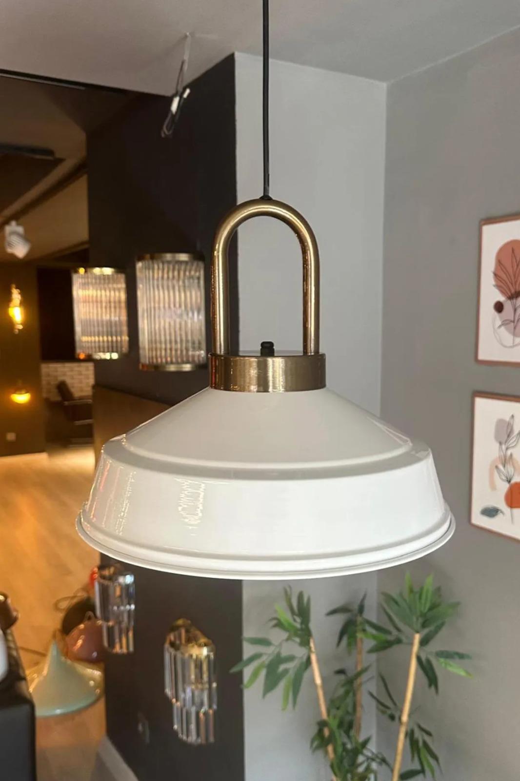 Carmelo Beyaz Tekli Avize Eskitme Kilit Başlık Retro Sarkıt Lamba Restoran Salon Aydınlatma