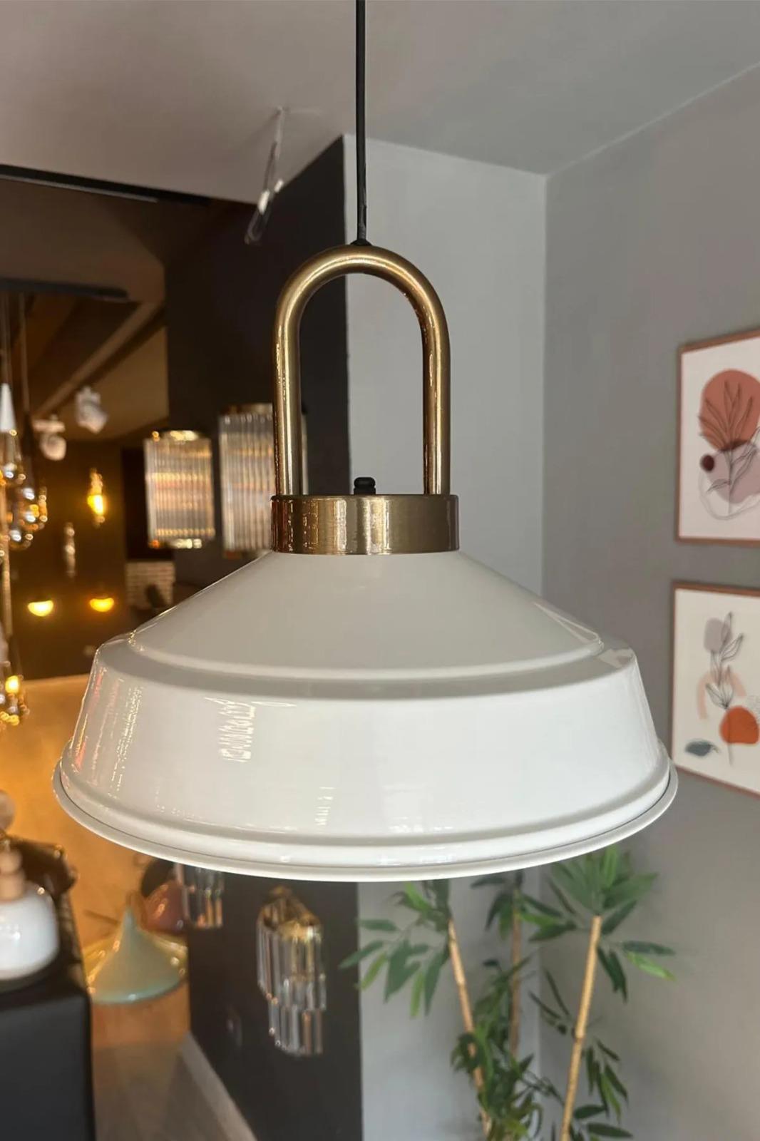 Carmelo Beyaz Tekli Avize Eskitme Kilit Başlık Retro Sarkıt Lamba Restoran Salon Aydınlatma