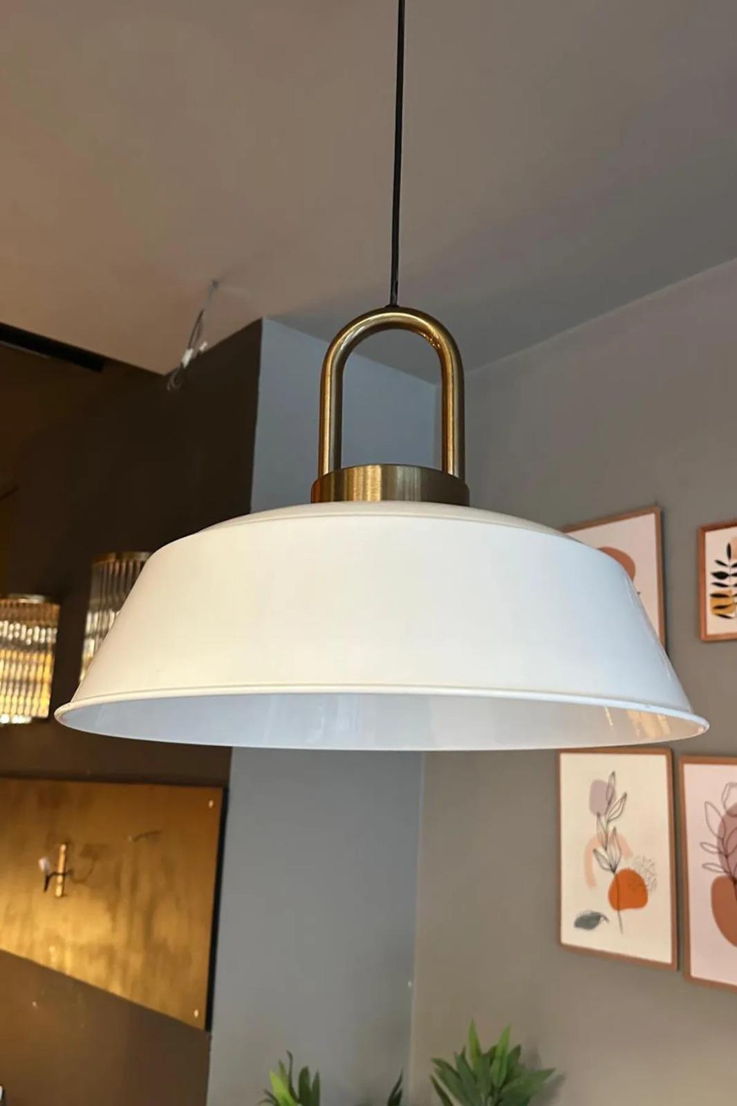 Carmelo Beyaz Tekli Avize Eskitme Kilit Başlık Retro Sarkıt Lamba Restoran Salon Aydınlatma