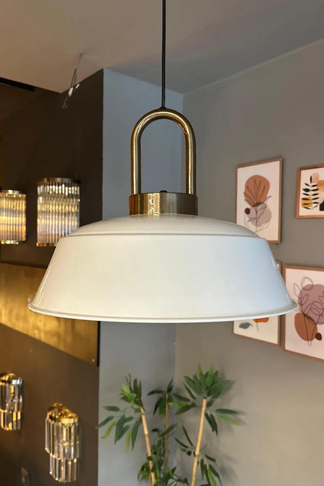Carmelo Beyaz Tekli Avize Eskitme Kilit Başlık Retro Sarkıt Lamba Restoran Salon Aydınlatma