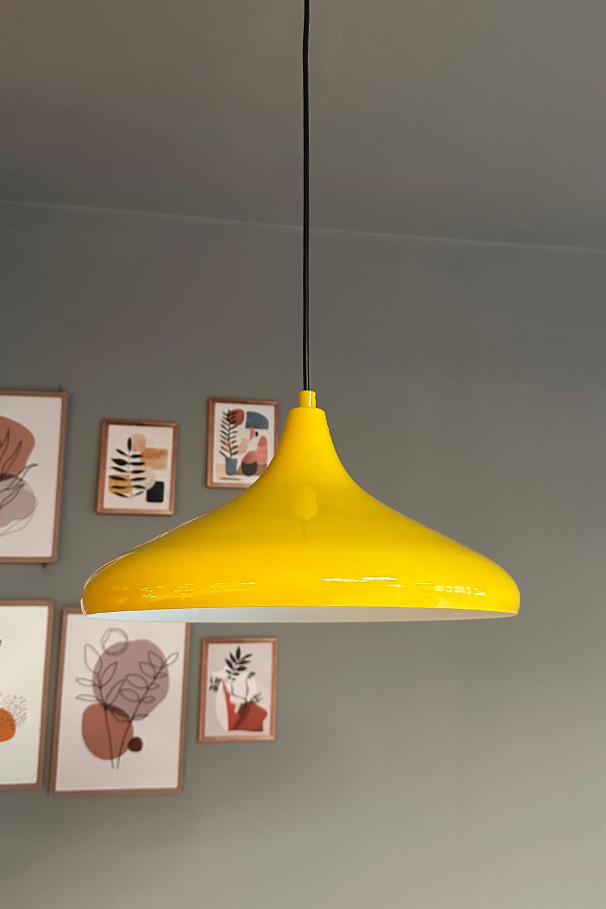 Champion Açık Sarı Tekli Avize Sarkıt Salon Mutfak Ofis Cafe Butik Lamba Aydınlatma Avizeler