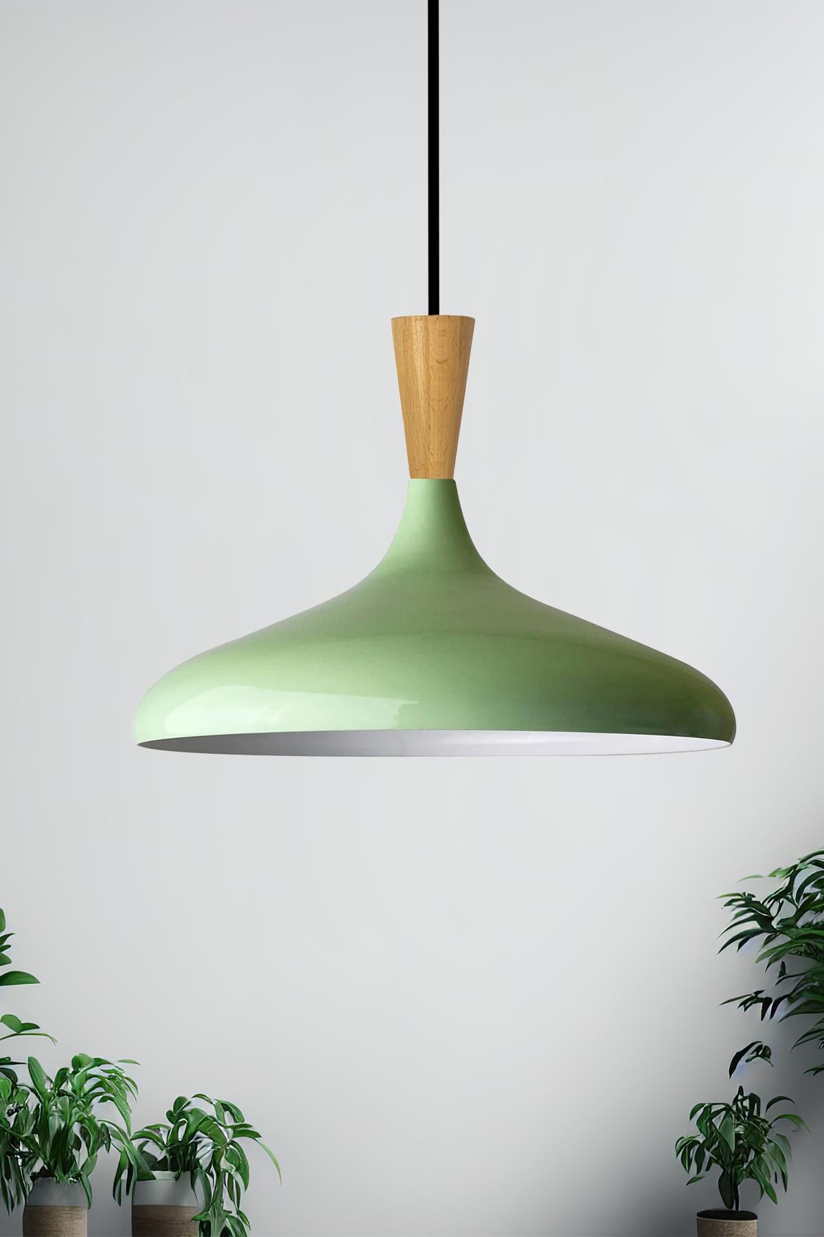 Champion Mint Ahşap Huni Tekli Avize Sarkıt Salon Mutfak Cafe Butik Lamba Aydınlatma Avizeler