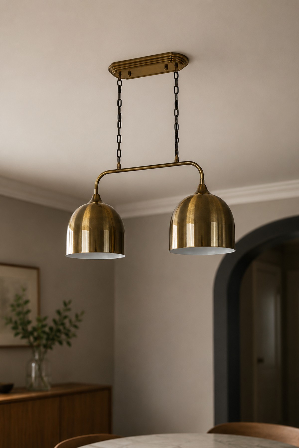 Deep Brillar İkili Eskitme Metal Rustik E27 Salon Yemek Masası Sarkıt Avize