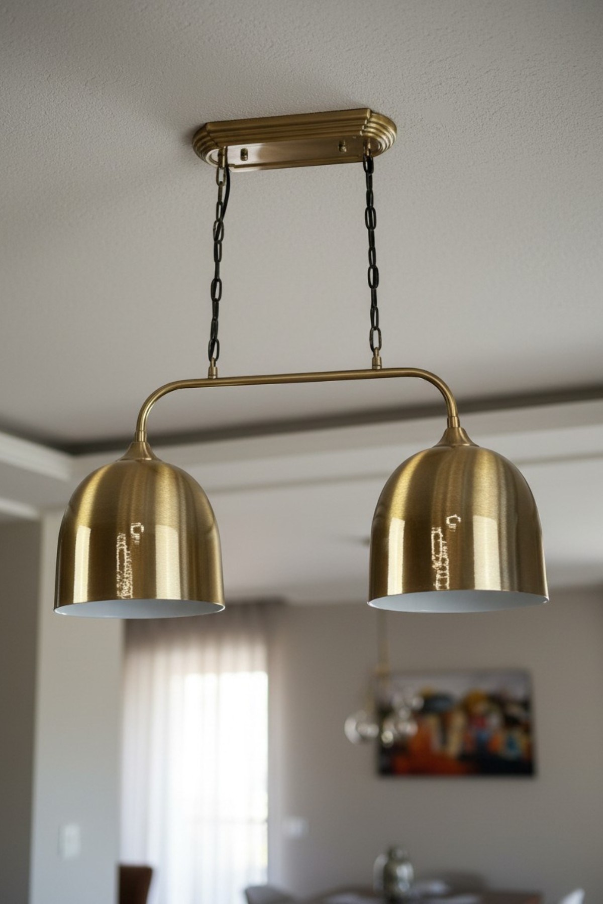 Deep Brillar İkili Eskitme Metal Rustik E27 Salon Yemek Masası Sarkıt Avize