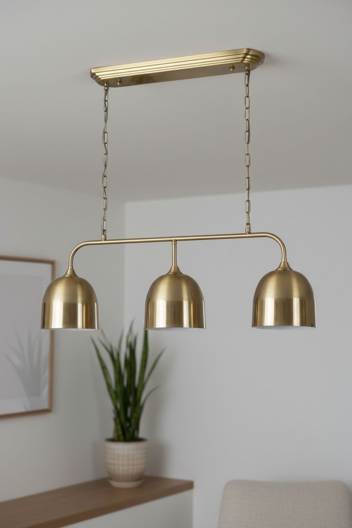 Deep Brillar Üçlü Eskitme Metal Rustik E27 Salon Yemek Masası Sarkıt Avize