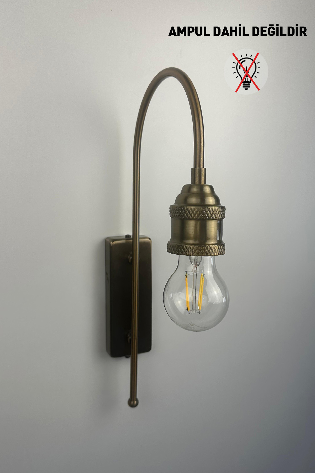 Deksa Metal Eskitme Rengi E14 Tekli Dekoratif Duvar Apliği