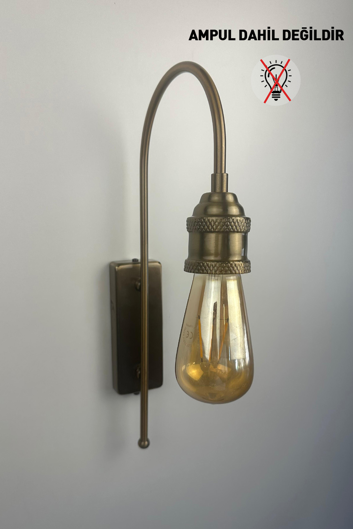 Deksa Metal Eskitme Rengi E14 Tekli Dekoratif Duvar Apliği