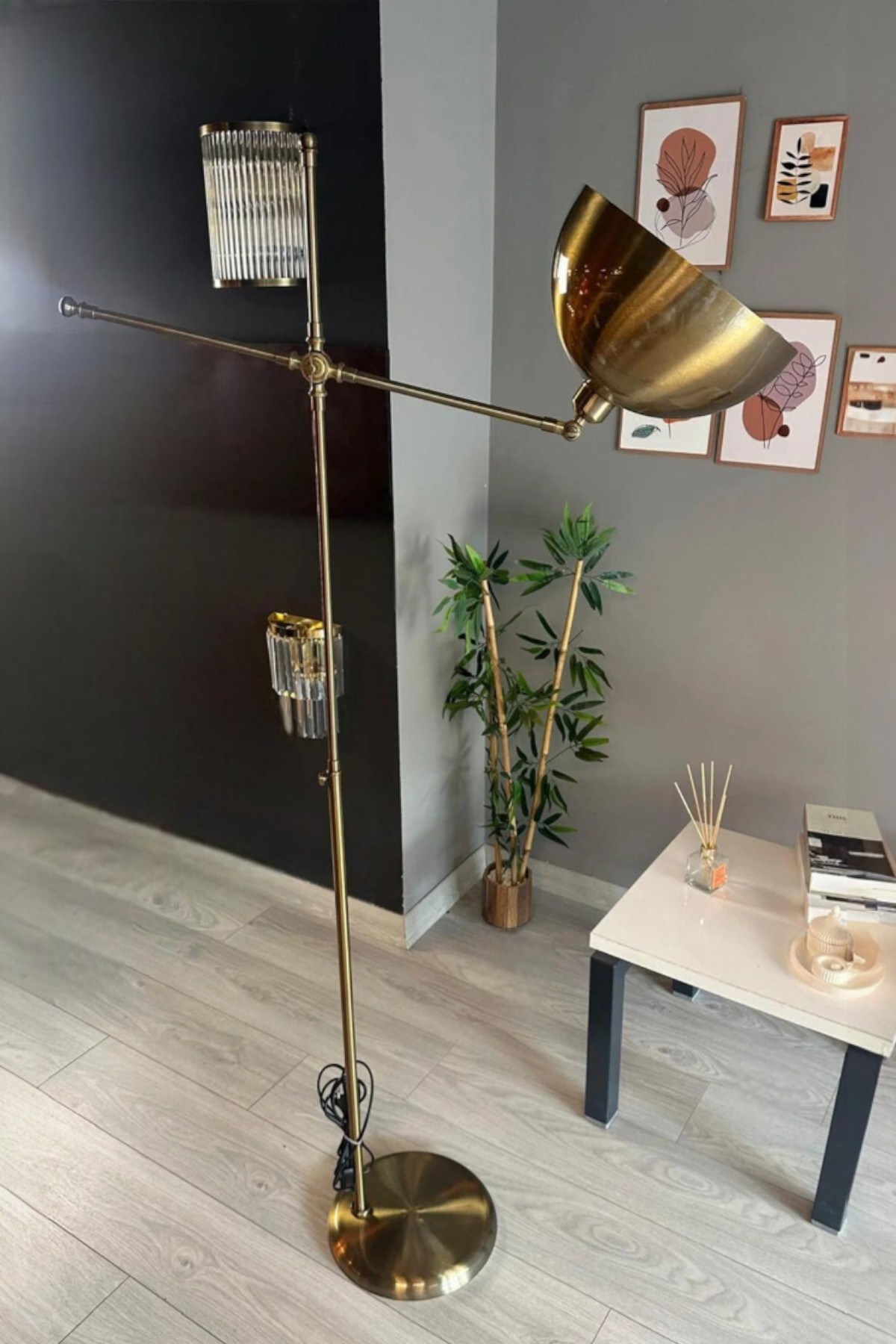 Dimmerli Işığı Ayarlanabilen Işığı Artırılıp Azaltılabilen Eskitme Metal Lambader