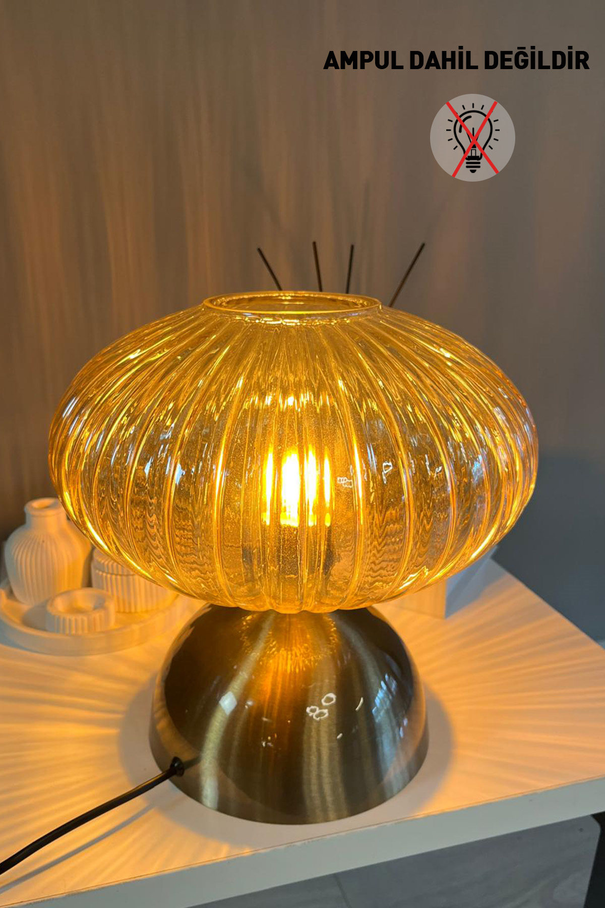 Elegant Bal Rengi Cam Masaüstü Abajur E27
