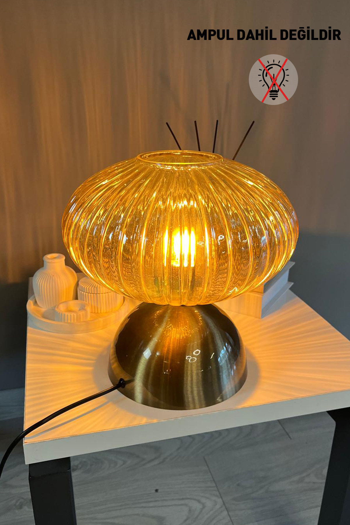 Elegant Bal Rengi Cam Masaüstü Abajur E27