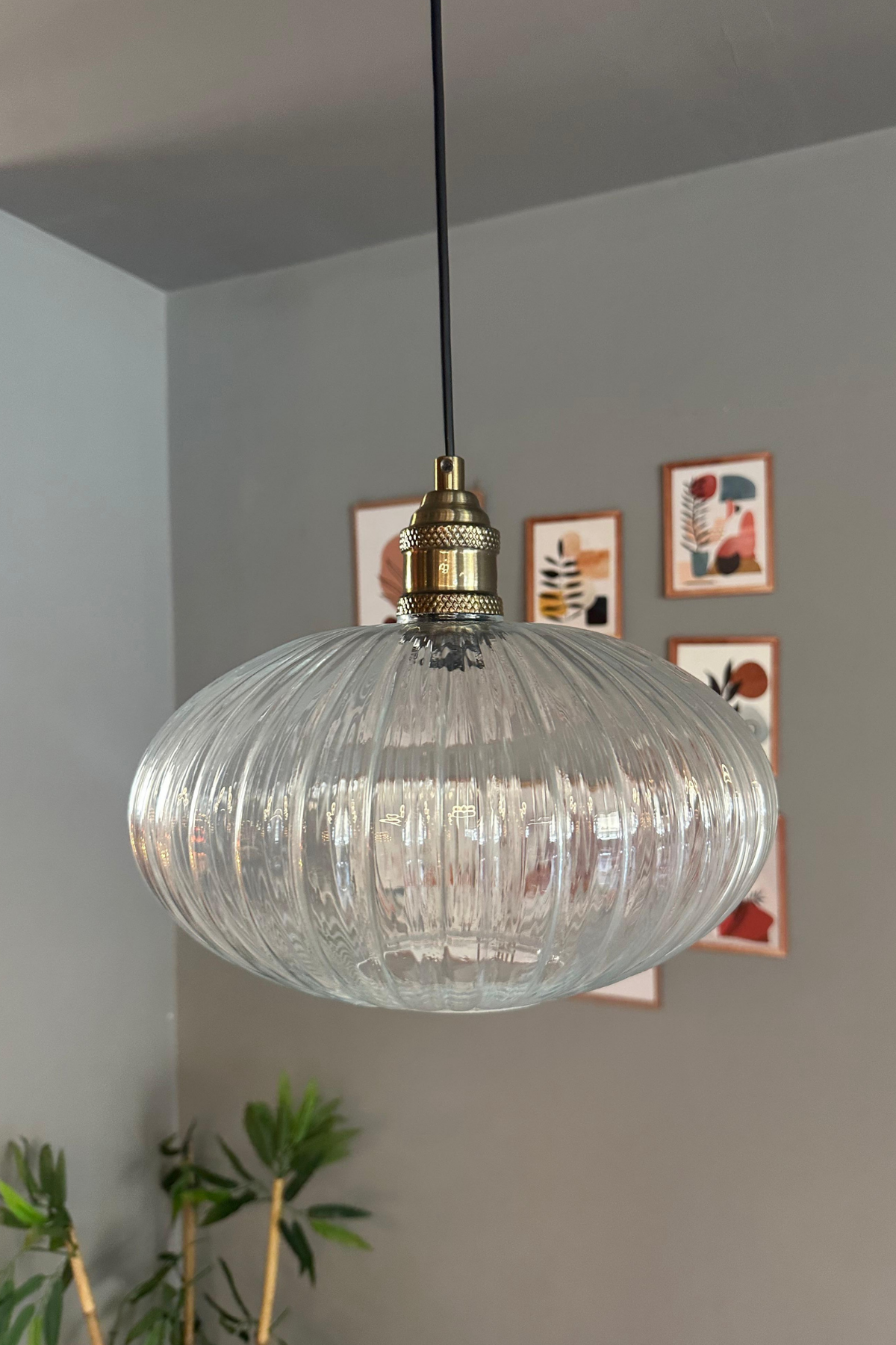 Elegant Cam Şeffaf Avize Lale Başlık Sarkıt Lamba Restoran Salon Aydınlatma