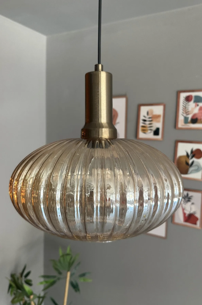 Elegant Cam Tekli Bal Rengi Avize Eskitme Fener Başlık Sarkıt Lamba Restoran Salon Aydınlatma