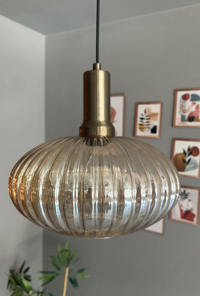 Elegant Cam Tekli Bal Rengi Avize Eskitme Fener Başlık Sarkıt Lamba Restoran Salon Aydınlatma