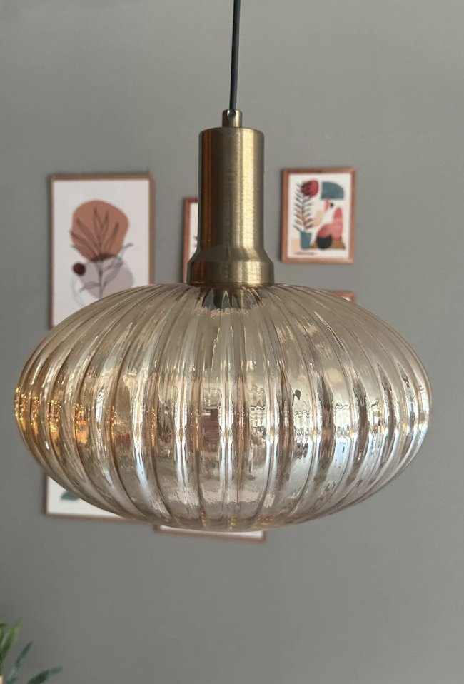 Elegant Cam Tekli Bal Rengi Avize Eskitme Fener Başlık Sarkıt Lamba Restoran Salon Aydınlatma