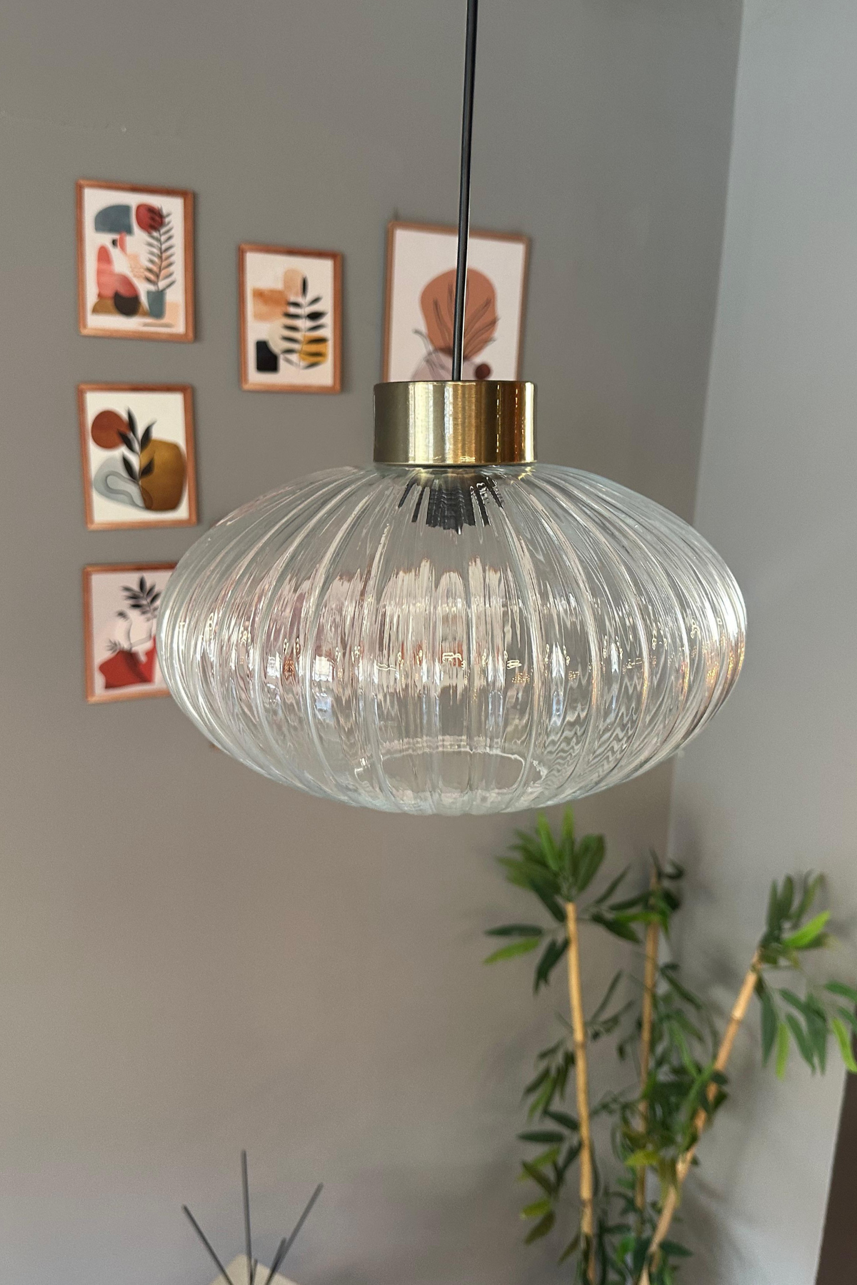 Elegant Şeffaf Cam Tekli Avize Plafonyer Rozans Başlık Sarkıt Lamba Restoran Salon Aydınlatma