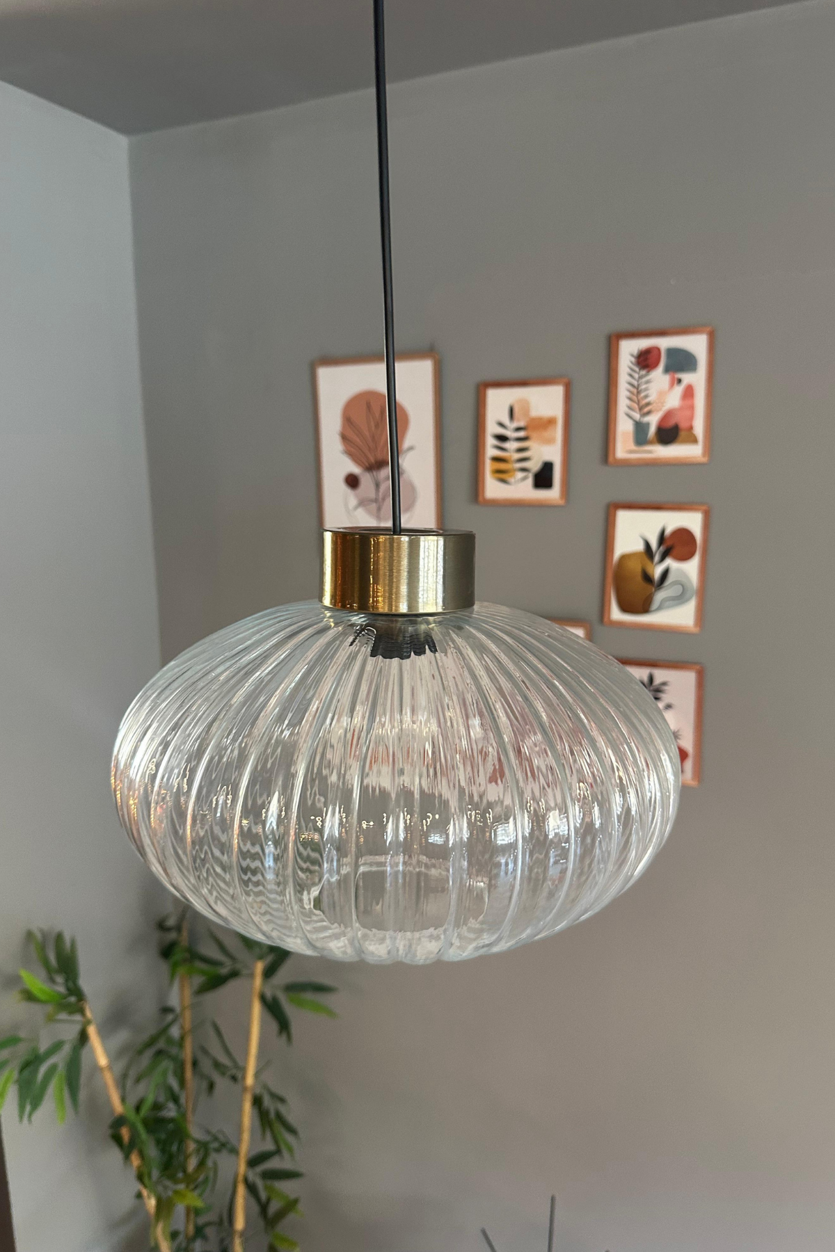 Elegant Şeffaf Cam Tekli Avize Plafonyer Rozans Başlık Sarkıt Lamba Restoran Salon Aydınlatma