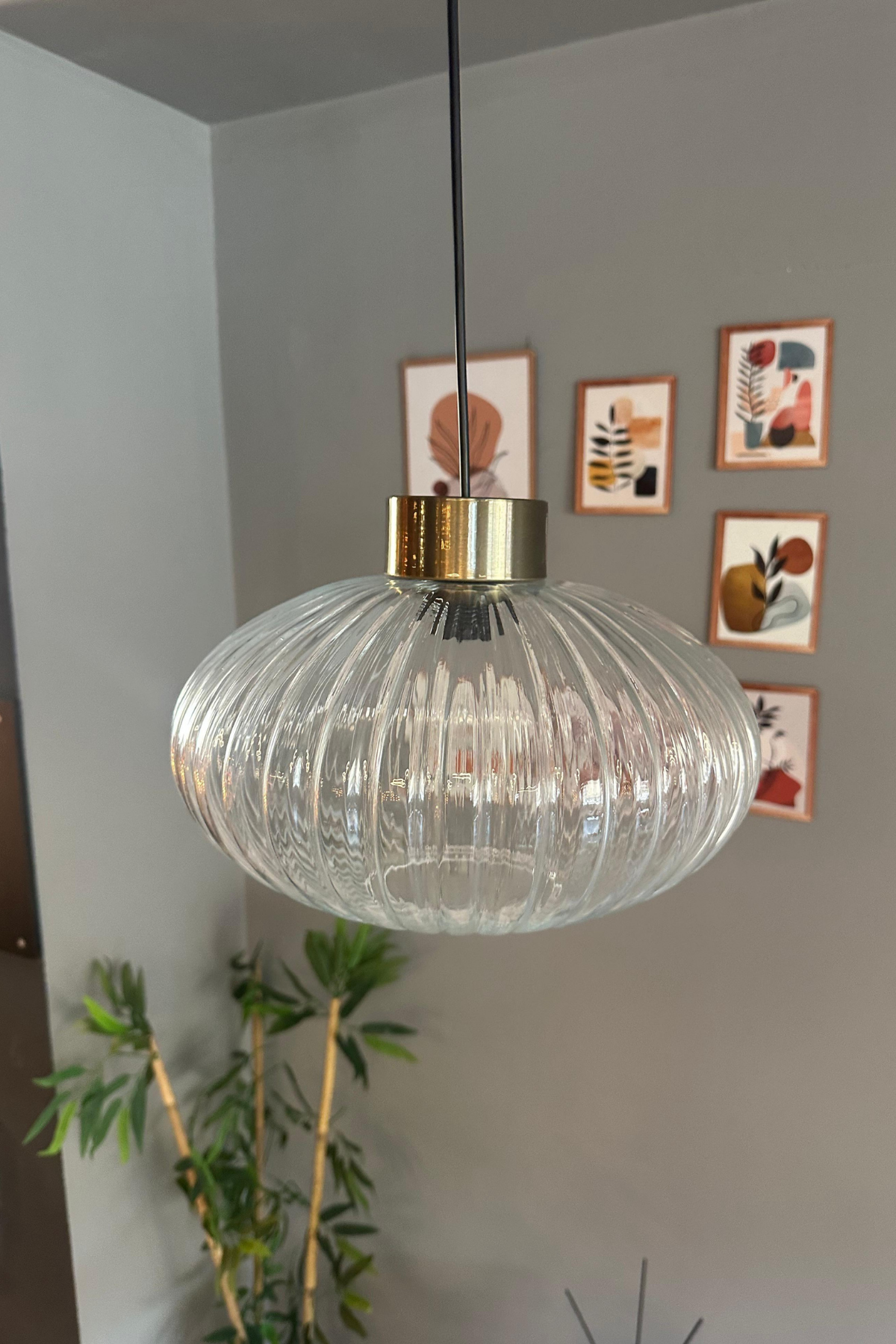 Elegant Şeffaf Cam Tekli Avize Plafonyer Rozans Başlık Sarkıt Lamba Restoran Salon Aydınlatma