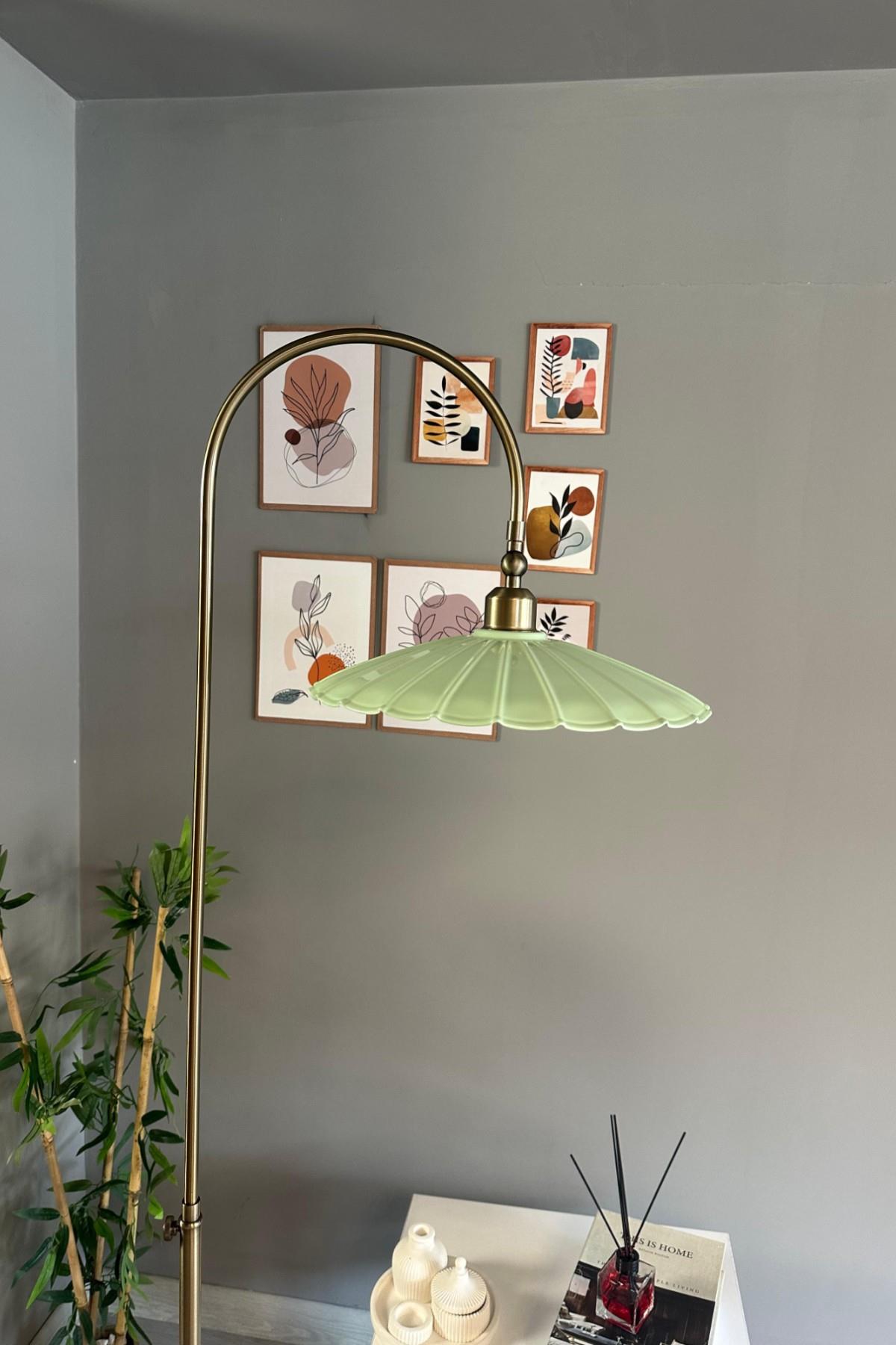 Flower Lambader Mint Modern Dekoratif Metal Oturma Odası Çalışma Odası