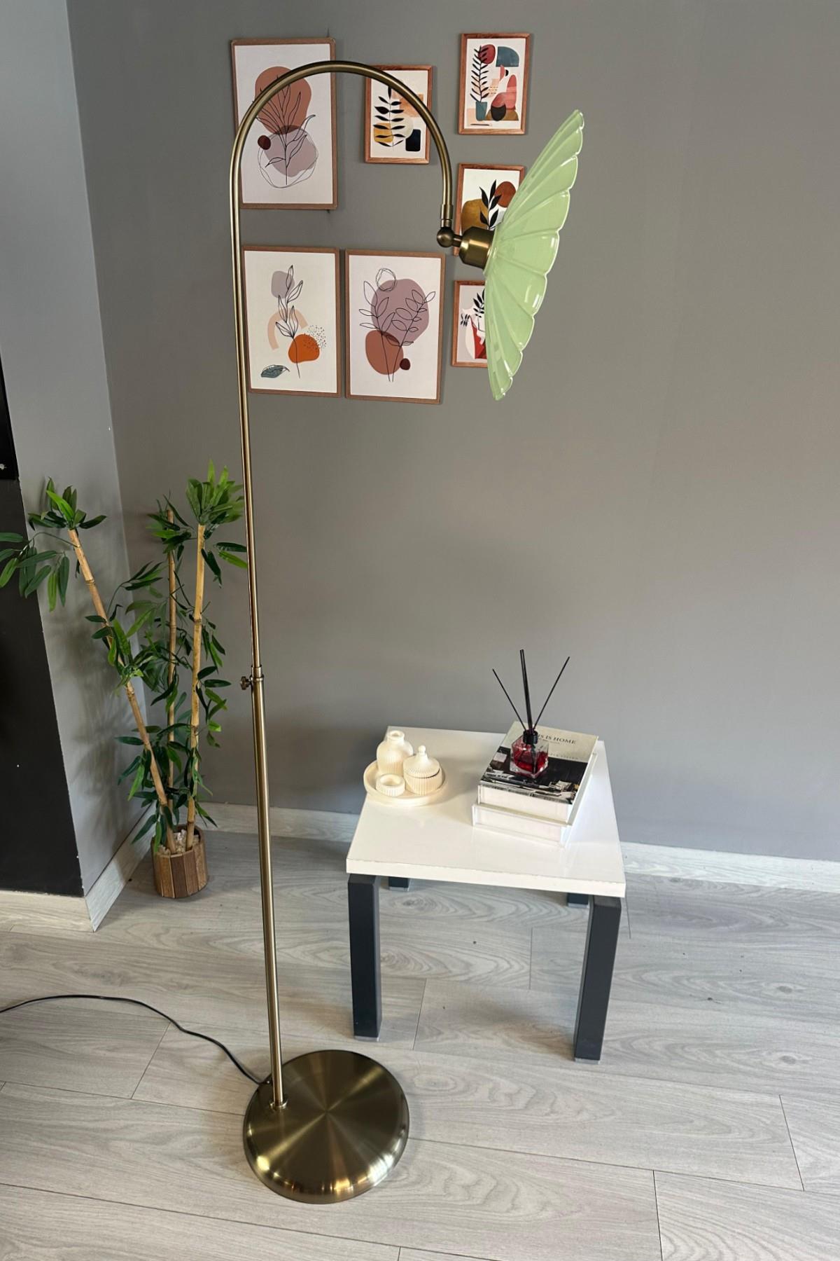 Flower Lambader Mint Modern Dekoratif Metal Oturma Odası Çalışma Odası