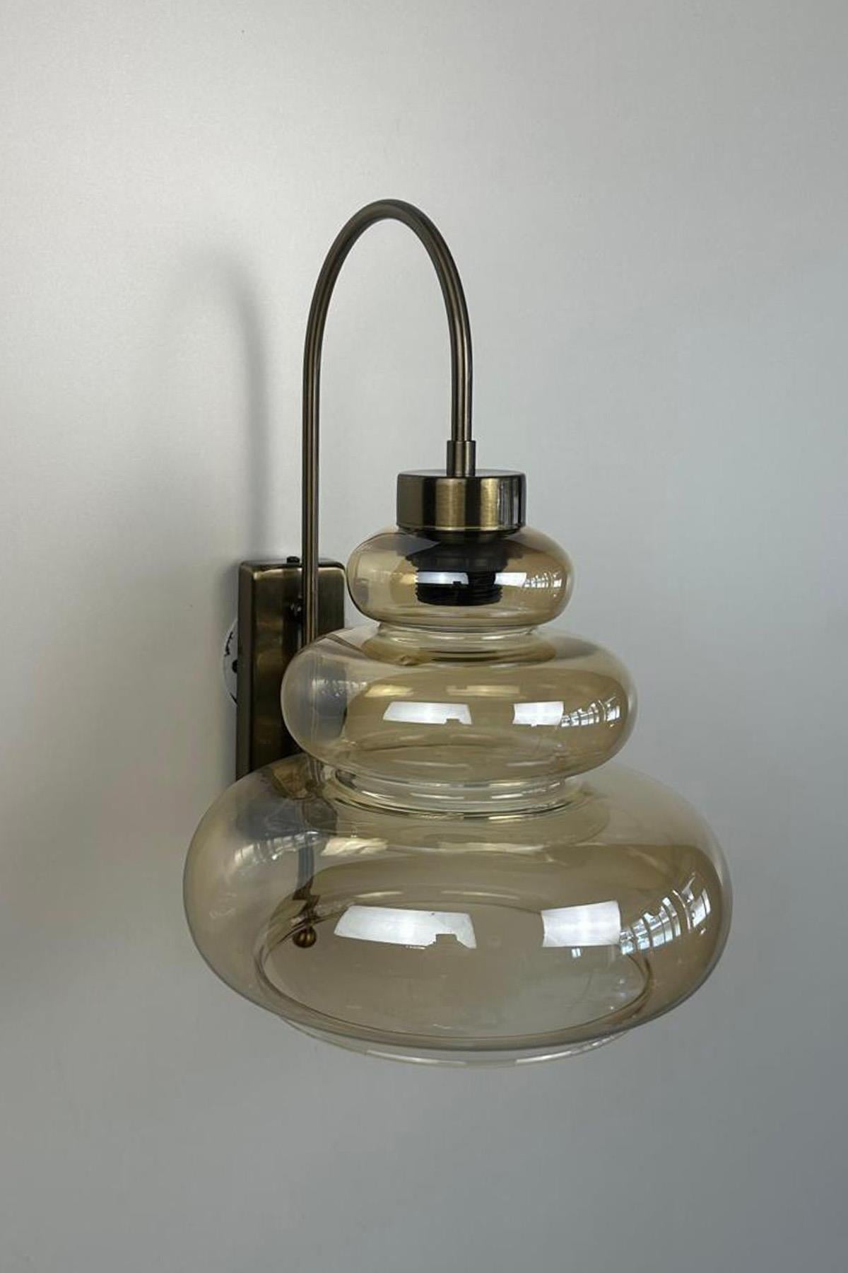 Lily Bal Rengi Cam Aplik Duvar Lambası Modern Otel Cafe Vintage Salon Yatak Odası Merdiven Retro