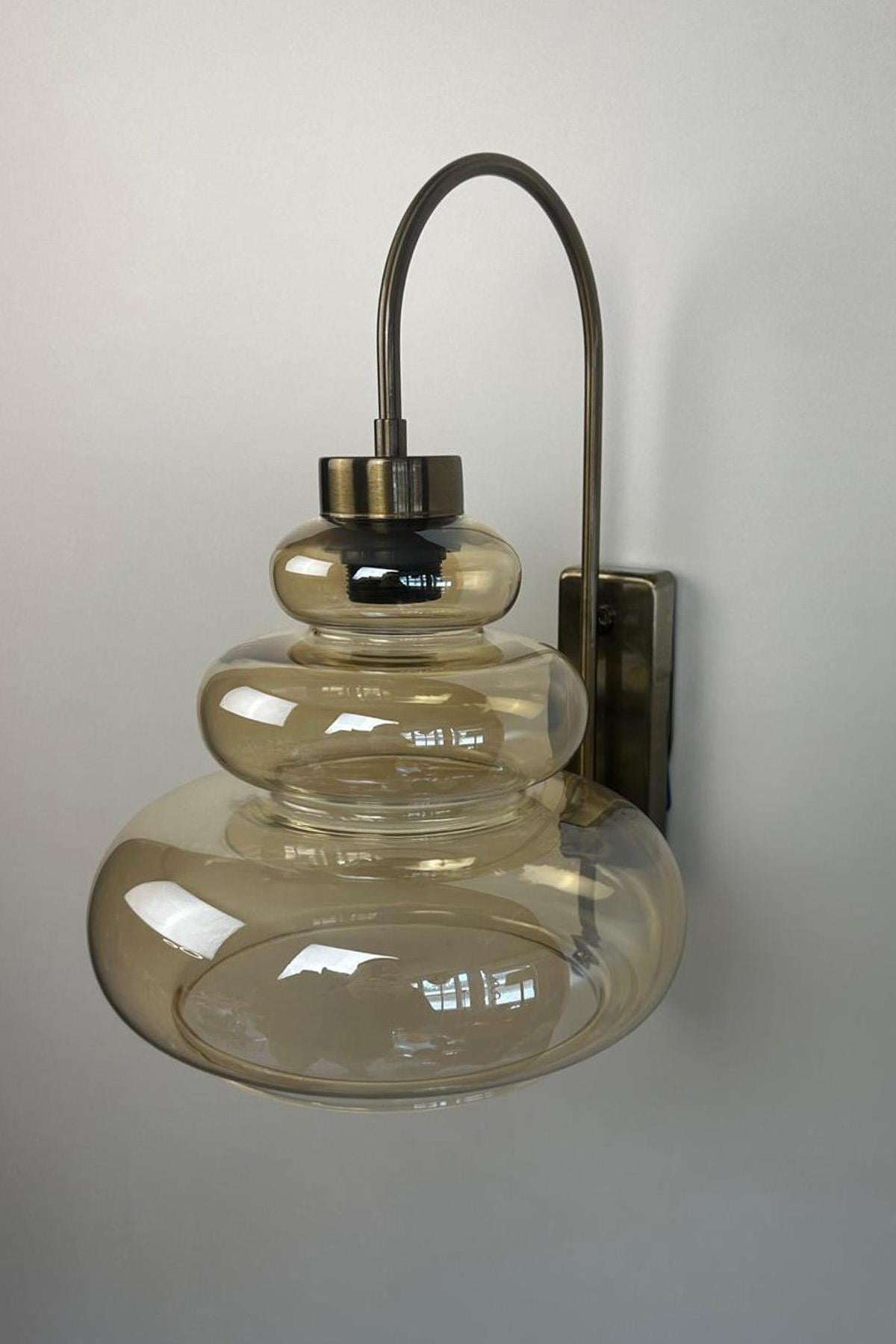 Lily Bal Rengi Cam Aplik Duvar Lambası Modern Otel Cafe Vintage Salon Yatak Odası Merdiven Retro
