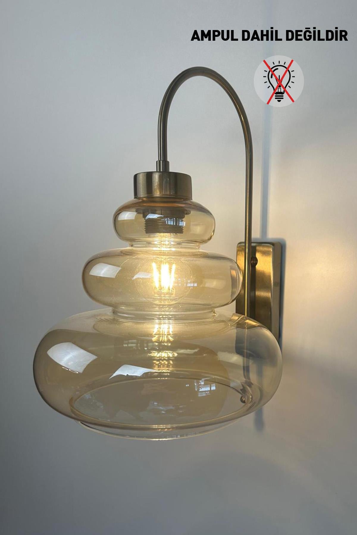 Lily Bal Rengi Cam Aplik Duvar Lambası Modern Otel Cafe Vintage Salon Yatak Odası Merdiven Retro