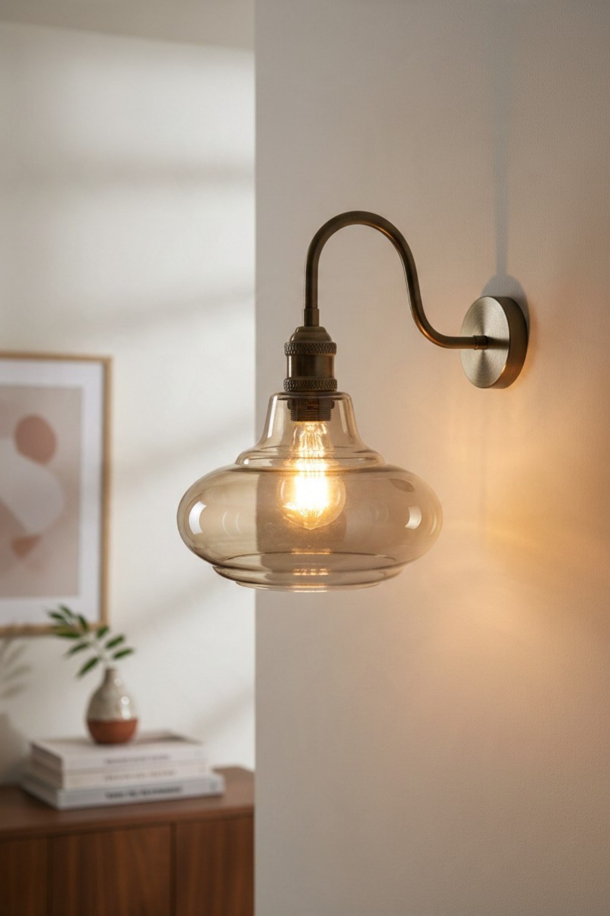 Lily Bal Rengi Cam Eskitme S Kol Gövde Aplik Duvar Lambası Modern Otel Cafe Vintage Salon Yatak Odası Merdiven Retro