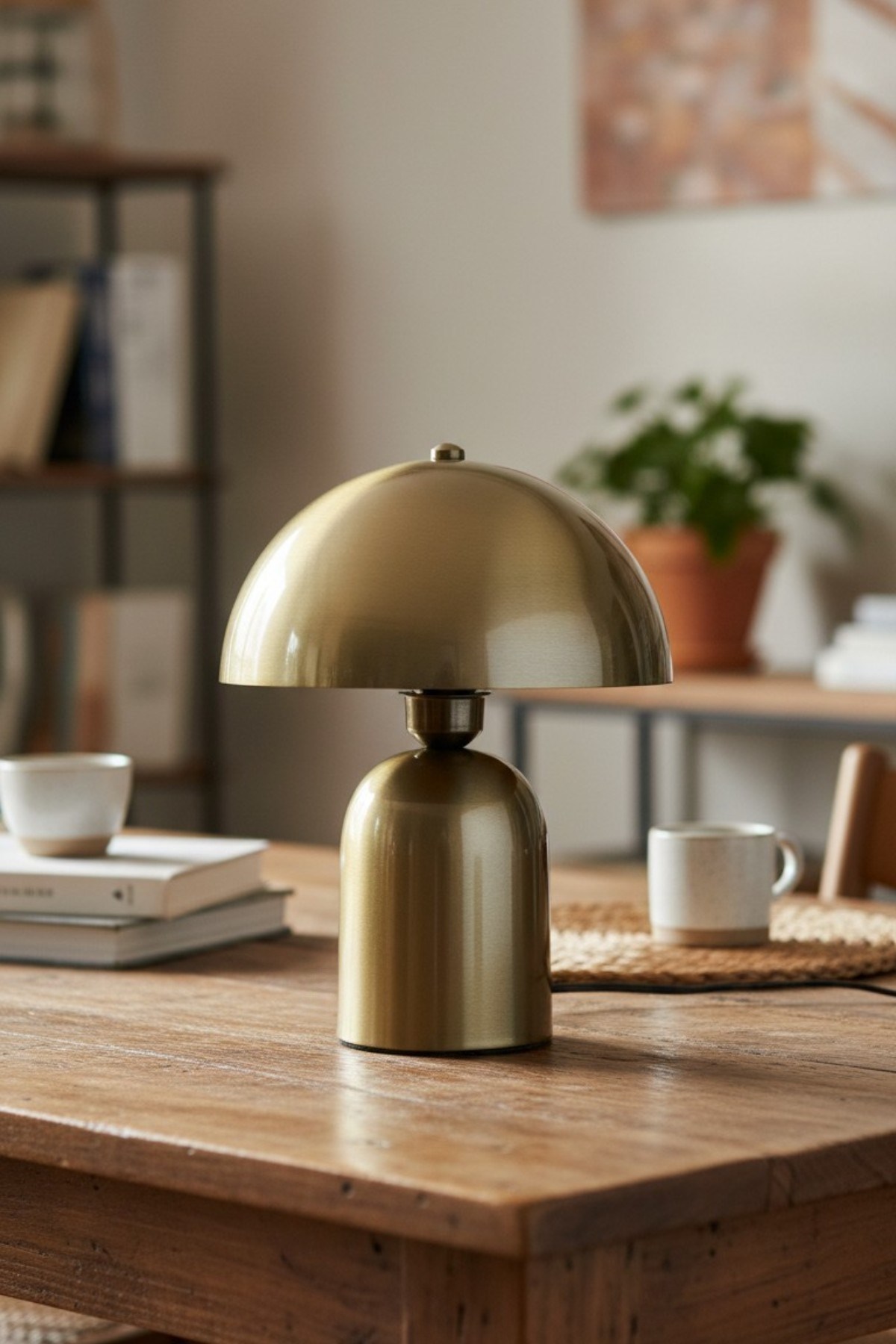 Line Abajur Eskitme Renk-Metal Gövdeli - 25 cm Çap - Oturma Odası & Yatak Odası & Salon Aydınlatma Masa Lambası Dekoratif