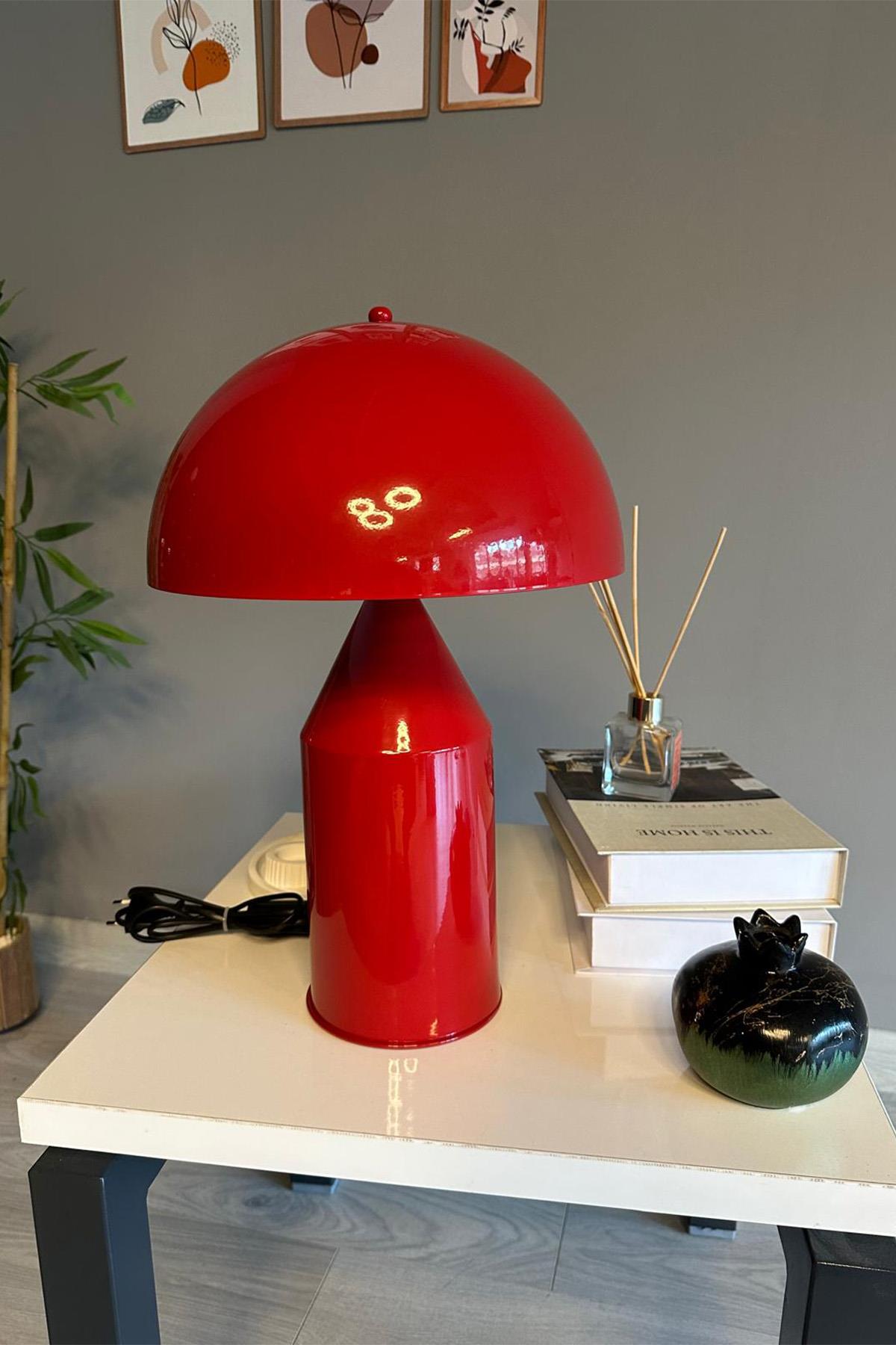 Lipeo Kırmızı Masa Lambası Dekoratif Masaüstü Aydınlatma Hol Abajur Yatak Odası Başucu Lamba