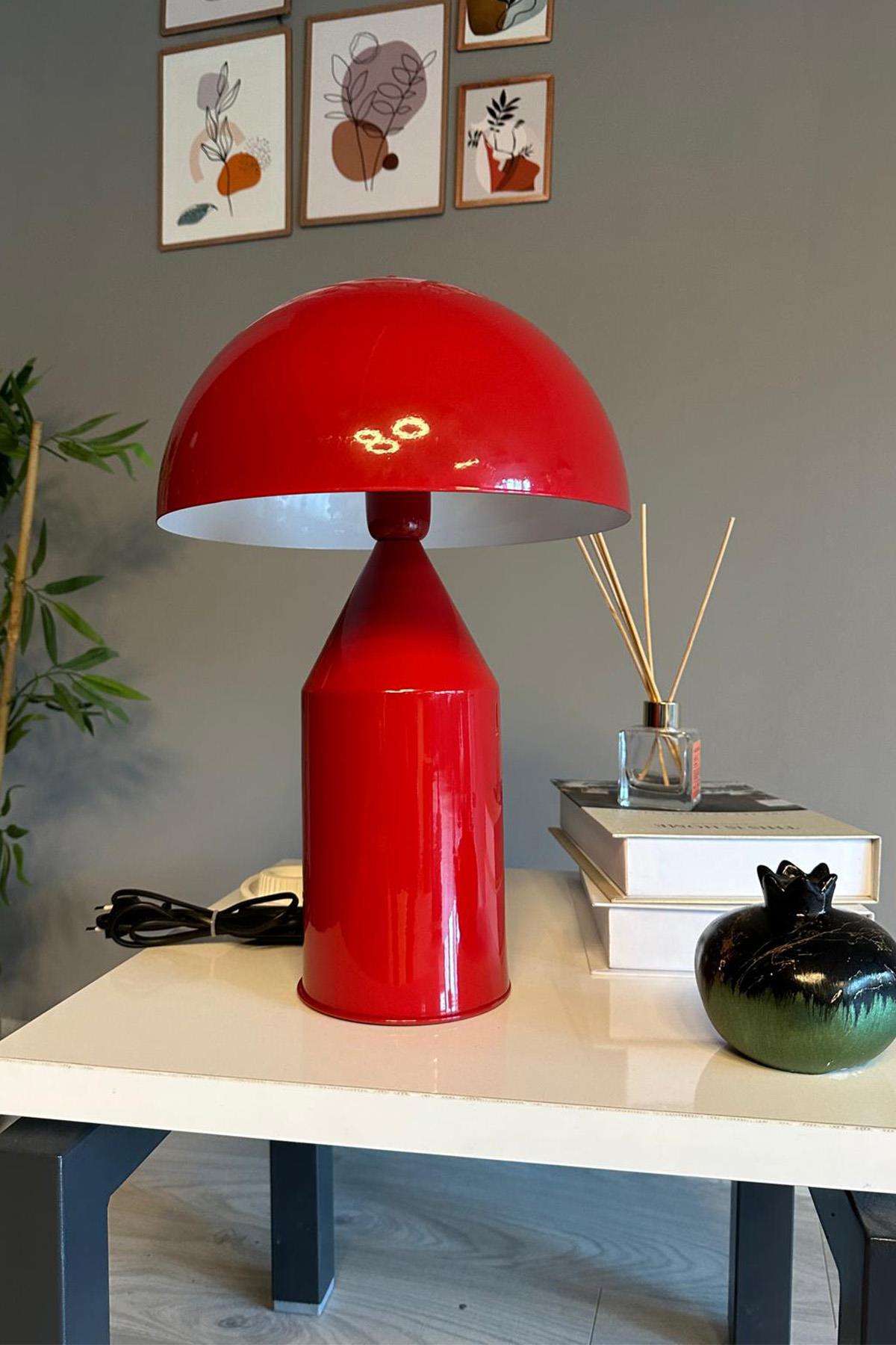 Lipeo Kırmızı Masa Lambası Dekoratif Masaüstü Aydınlatma Hol Abajur Yatak Odası Başucu Lamba