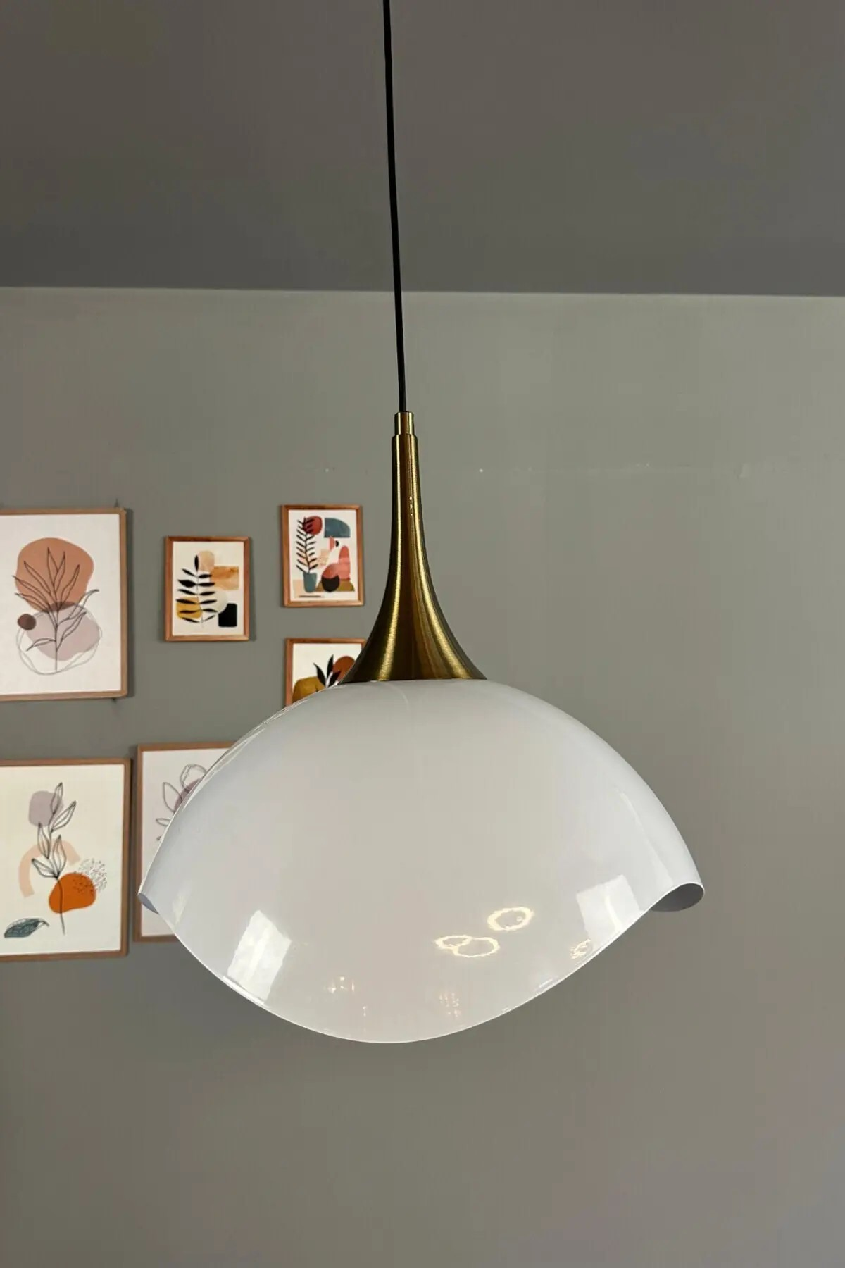 Luna Beyaz Tekli Avize Eskitme Külah Başlık Sarkıt Lamba Restoran Salon Aydınlatma