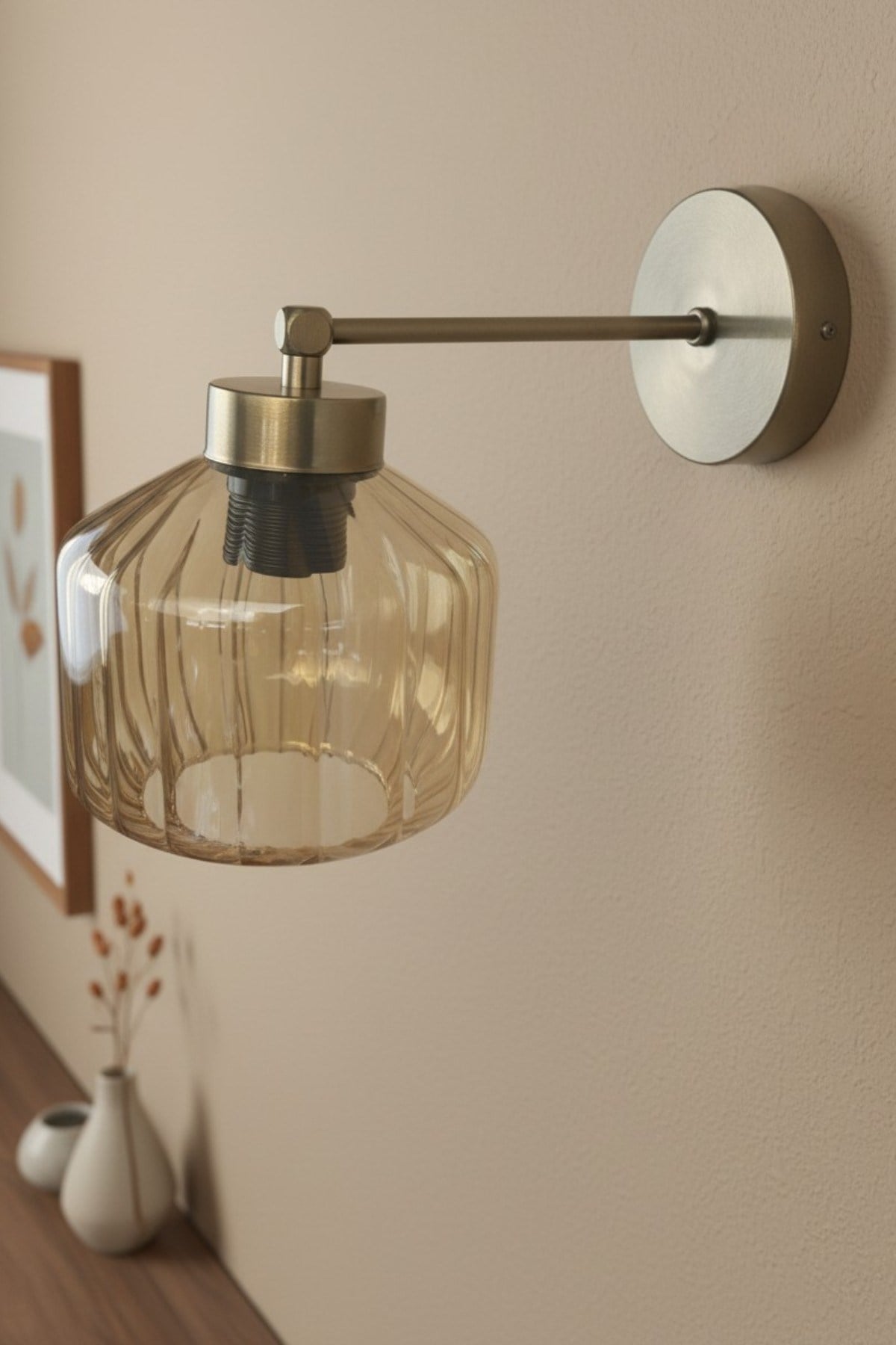 Meadow Bal Cam Düz Kol Aplik Duvar Lambası Modern Otel Cafe Vintage Salon Yatak Odası Merdiven Retro
