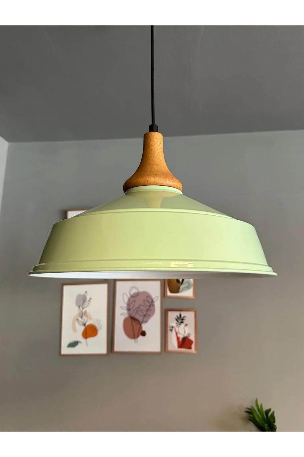 Mint Ahşap Ters Mantar Kafa Tekli Avize Retro Sarkıt Ofis Showroom Salon Mutfak Avizeleri
