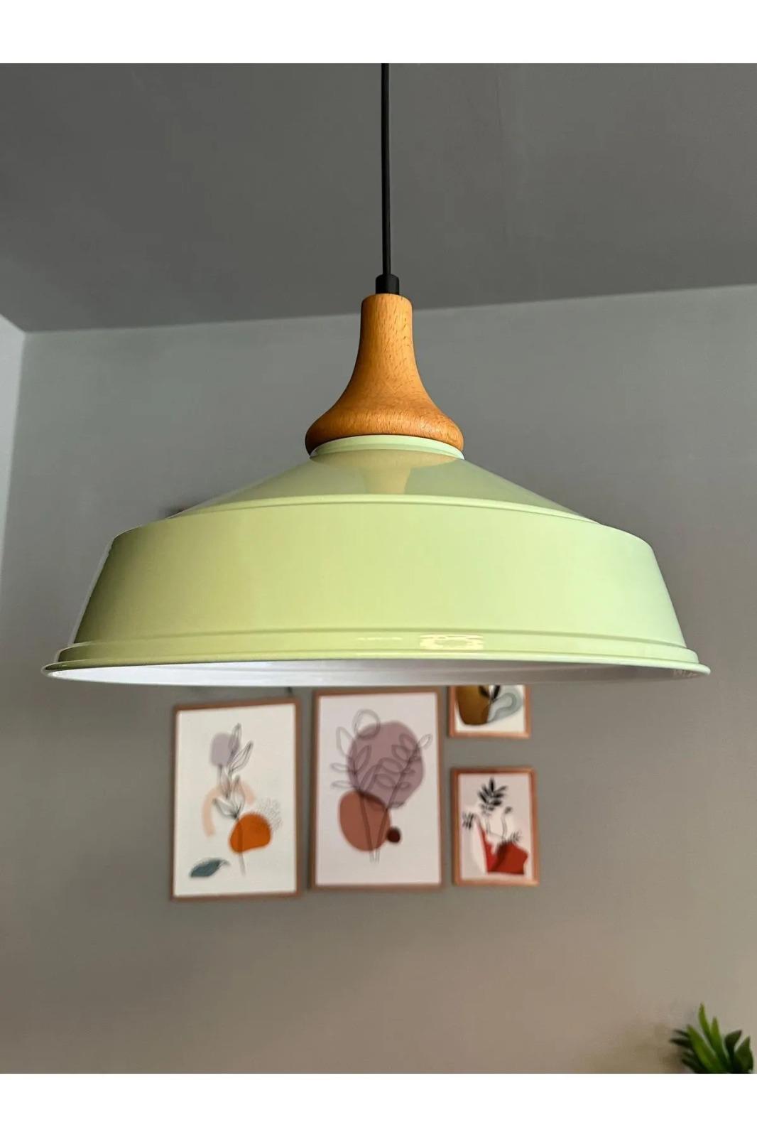 Mint Ahşap Ters Mantar Kafa Tekli Avize Retro Sarkıt Ofis Showroom Salon Mutfak Avizeleri