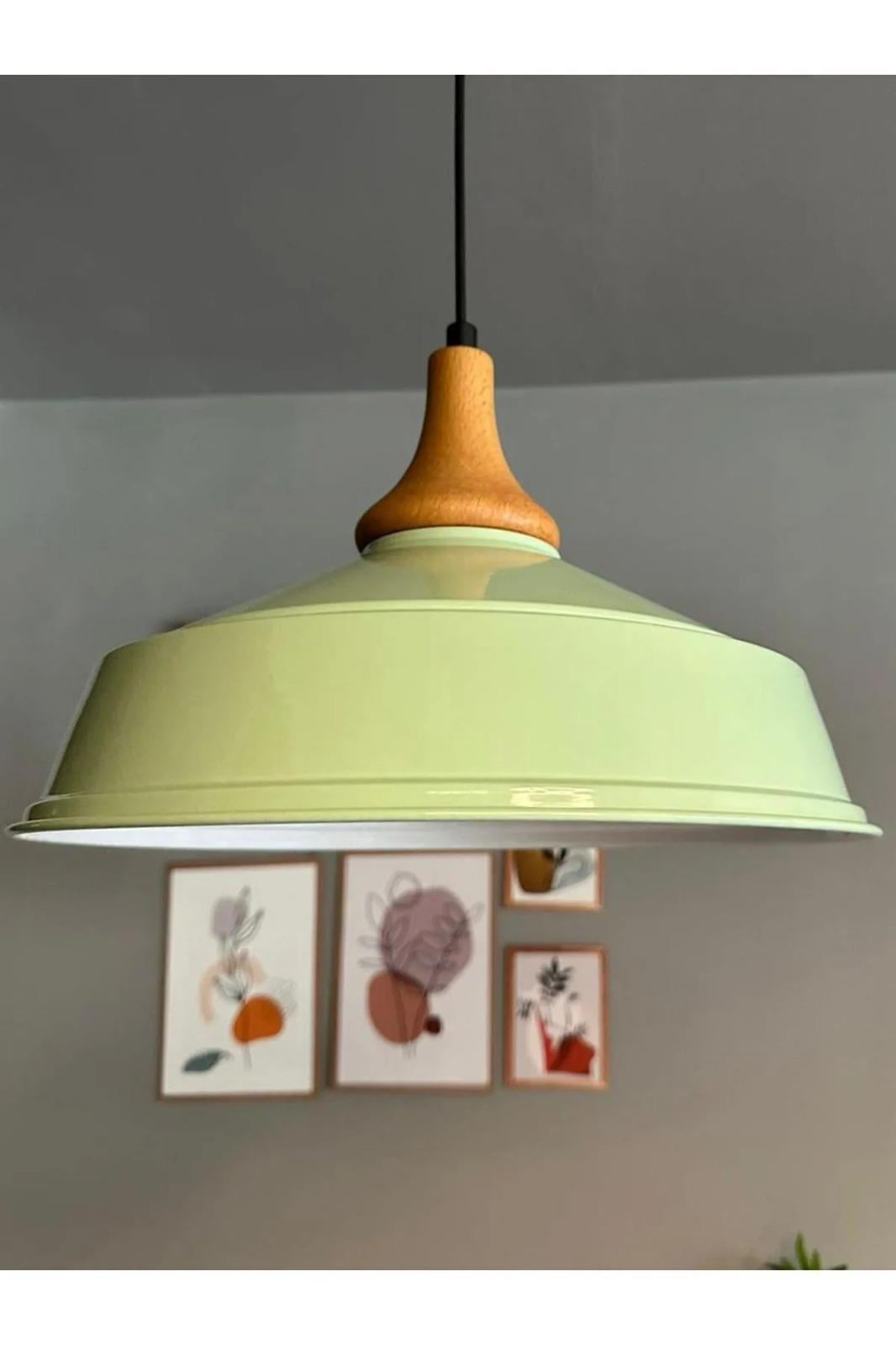 Mint Ahşap Ters Mantar Kafa Tekli Avize Retro Sarkıt Ofis Showroom Salon Mutfak Avizeleri
