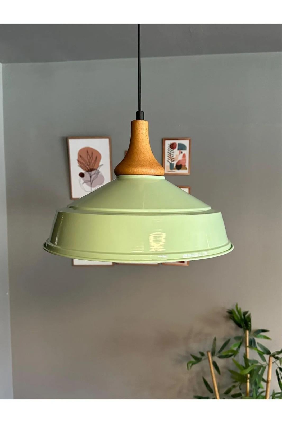 Mint Ahşap Ters Mantar Kafa Tekli Avize Retro Sarkıt Ofis Showroom Salon Mutfak Avizeleri